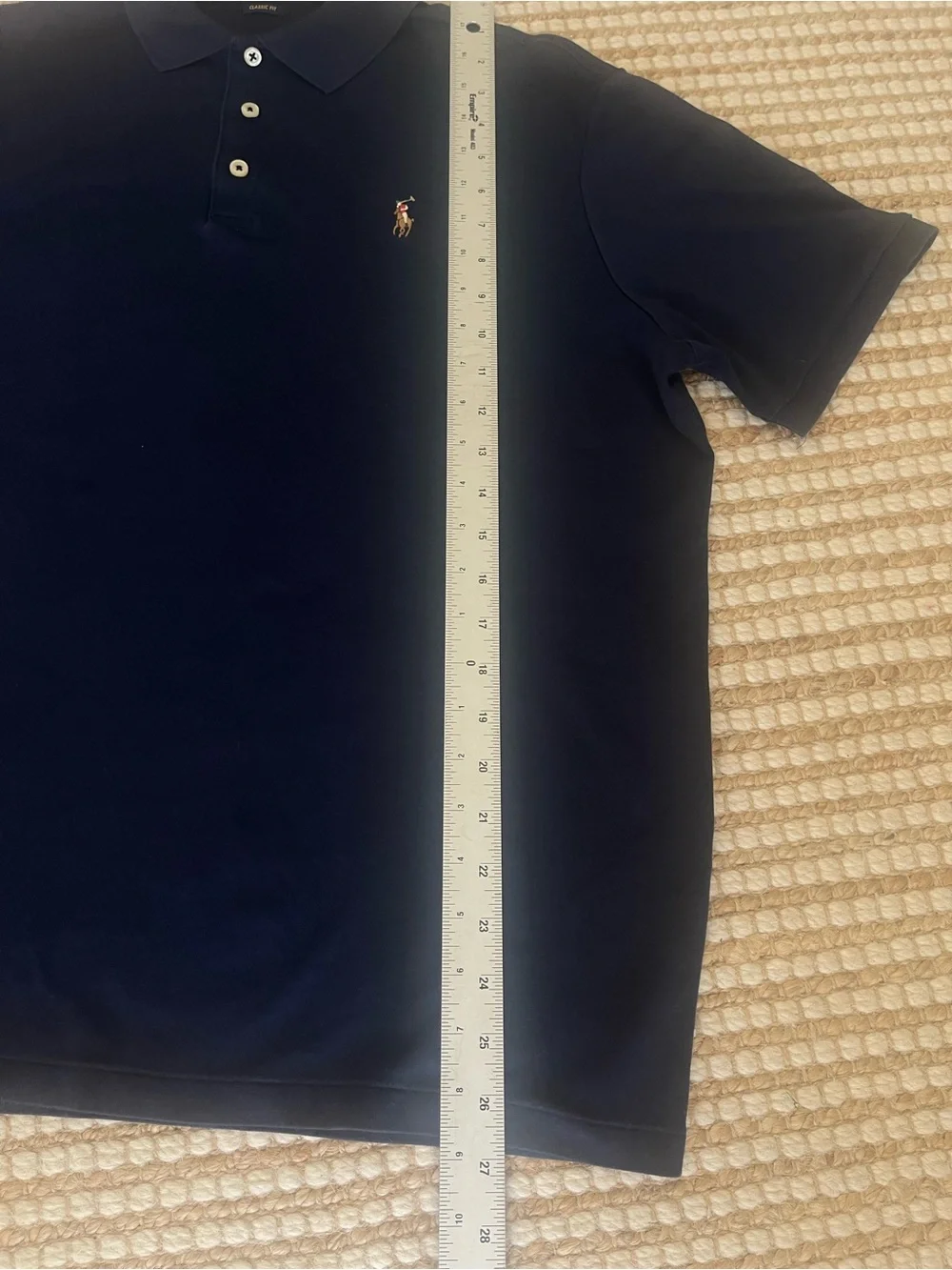 Ralph Lauren Men’s Dark Blue Polo with Multicolored Pony Soft Cotton Large